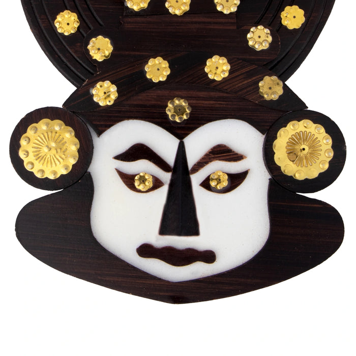 Kathakali Head - 8 x 5.5 Inches | Wooden Wall Hanging/ Kathakali Carved Wood Wall Art for Home