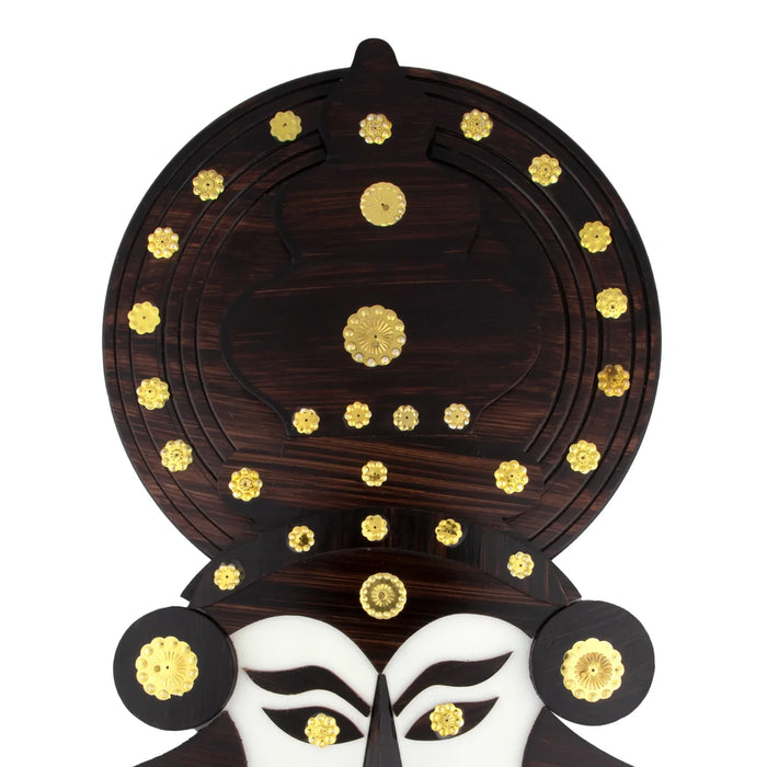 Kathakali Head - 14 x 9.5 Inches | Wall Hanging/ Kathakali Carved Wood Wall Art for Home