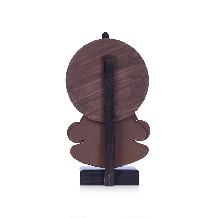 Kathakali Head with Stand - 14 x 7.5 Inches | Wooden Wall Hanging/ Kathakali Carved Face for Home - Table Stand Accessories