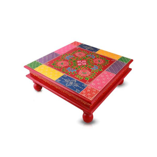 Wooden Chowki - 12 Inches | Bajot/ Manai/ Pooja Chowki for Home - Pooja Aasan & Bajot & Pooja Mat
