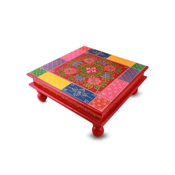 Wooden Chowki - 12 Inches | Bajot/ Manai/ Pooja Chowki for Home - Pooja Aasan & Bajot & Pooja Mat