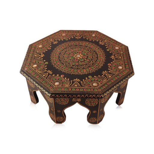 Wooden Chowki - 14 Inches | Hexagon Shape Bajot/ Manai/ Pooja Chowki for Home - Pooja Aasan & Bajot & Pooja Mat