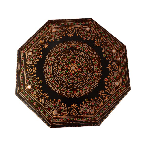 Wooden Chowki - 14 Inches | Hexagon Shape Bajot/ Manai/ Pooja Chowki for Home - Pooja Aasan & Bajot & Pooja Mat