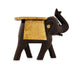 Elephant Statue - 6 x 8 Inches | Wooden Sculpture/ Brass Inlaid Design Elephant Idol for Home Decor - Table Stand Accessories