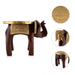 Elephant Stool - 8 x 10 Inches | Wooden Stool/ Brass Polish Decorative Stool for Home - Table