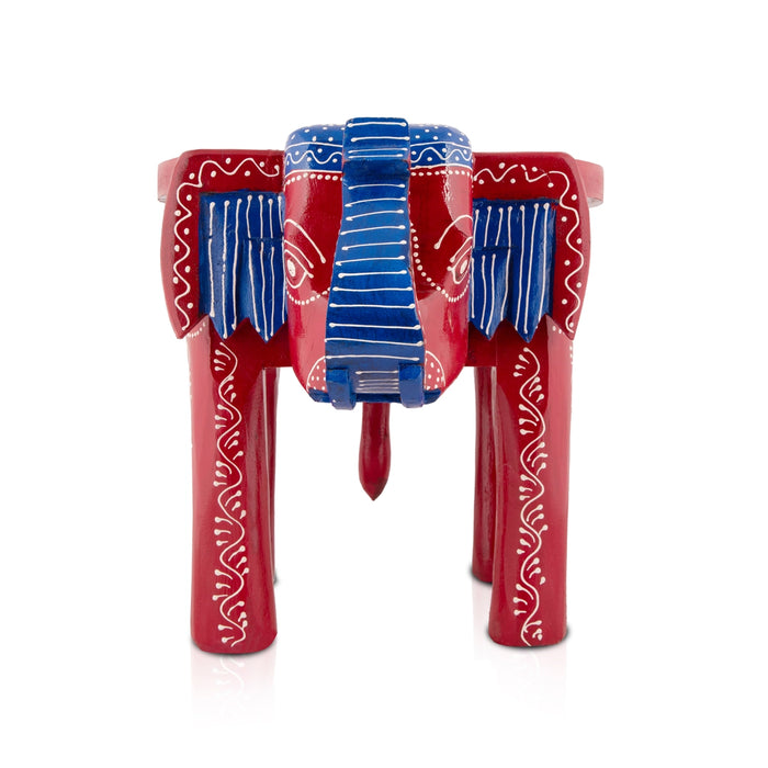 Elephant Stool Wood - 15 x 20 Inches | Painted Decorative Stand/ Decorative Stool for Living Room - Table