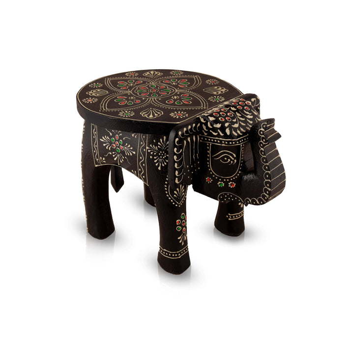 Painted Elephant Stool - 8 Inches | Decorative Stand/ Decorative Stool for Living Room/ Assorted Colour