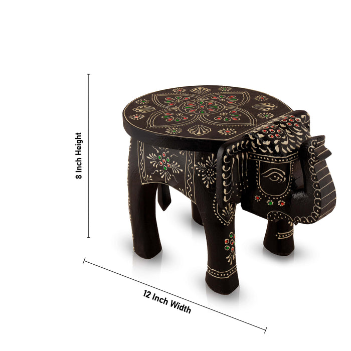 Painted Elephant Stool - 8 Inches | Decorative Stand/ Decorative Stool for Living Room/ Assorted Colour