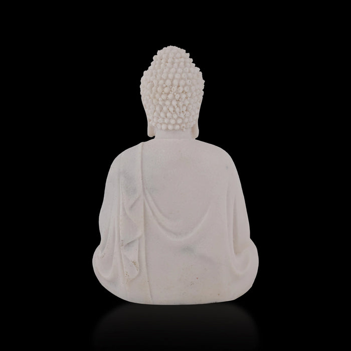 Buddha Statue Sitting On Base - 5 X 3.5 Inches | Resin Statue/ Buddha Murti/ Buddha Idol For Home & Worship - Fibre Murties