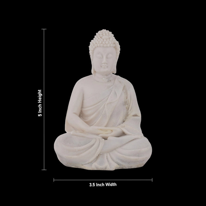Buddha Statue Sitting On Base - 5 X 3.5 Inches | Resin Statue/ Buddha Murti/ Buddha Idol For Home & Worship - Fibre Murties