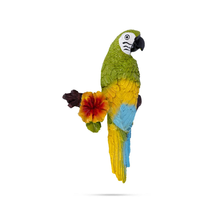 Parrot Statue Sitting On Tree Wall Hanging-11.25 X 6.75 Inch | Resin Parrot Figurine/Parrot Sculpture For Home - Wall Hanging