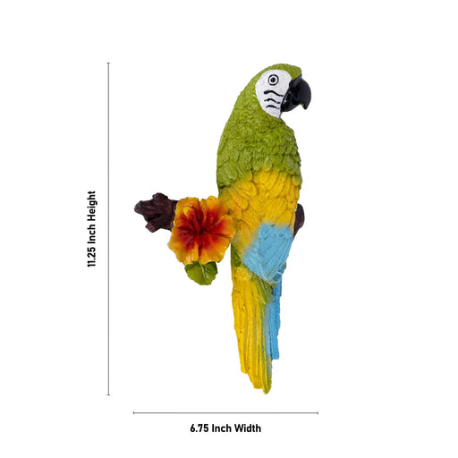Parrot Statue Sitting On Tree Wall Hanging-11.25 X 6.75 Inch | Resin Parrot Figurine/Parrot Sculpture For Home - Wall Hanging