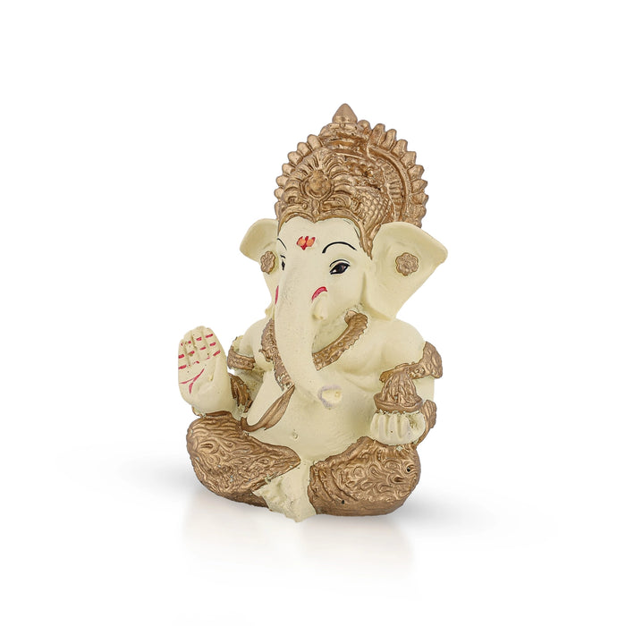 Ganesha Sitting Murti - 3.5 x 5 Inches | Marble Dust Idol/ Vinayagar Statue For Pooja space