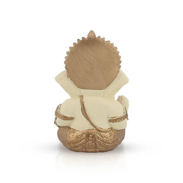 Ganesha Sitting Murti - 3.5 x 5 Inches | Marble Dust Idol/ Vinayagar Statue For Pooja space