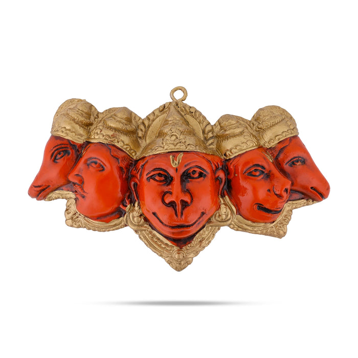 Panchmukhi Hanuman Face Wall Hanging - 4 X 6.5 Inches | Marble Dust Anjaneya Face Wall Hanger For Home Decor - Wall Hanging