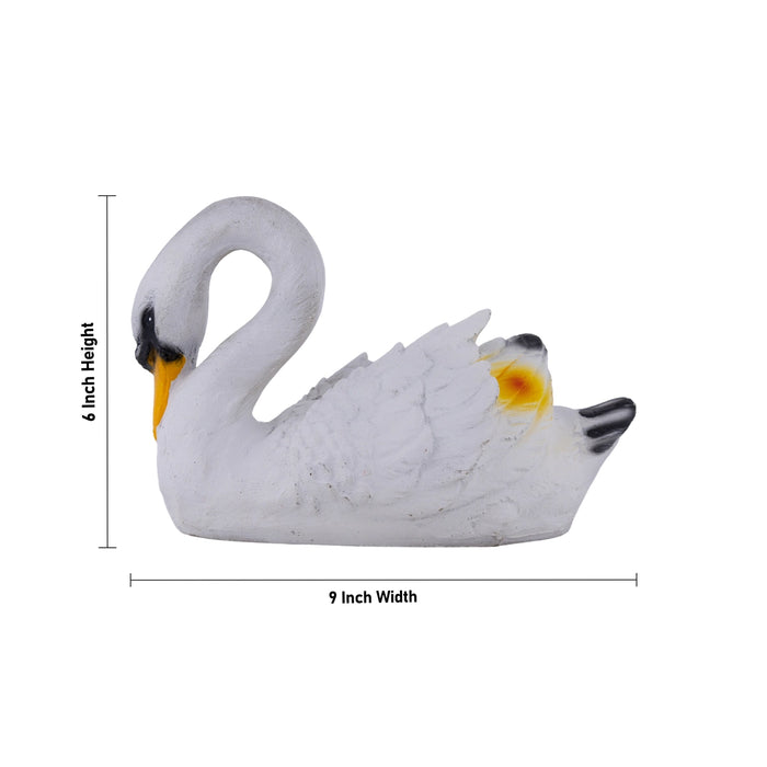 White Swan Sculpture - 6 X 9 Inches | Swan Duck Figurine/ Resin Statue/ Swan Statue For Home Decor - Table Stand Accessories