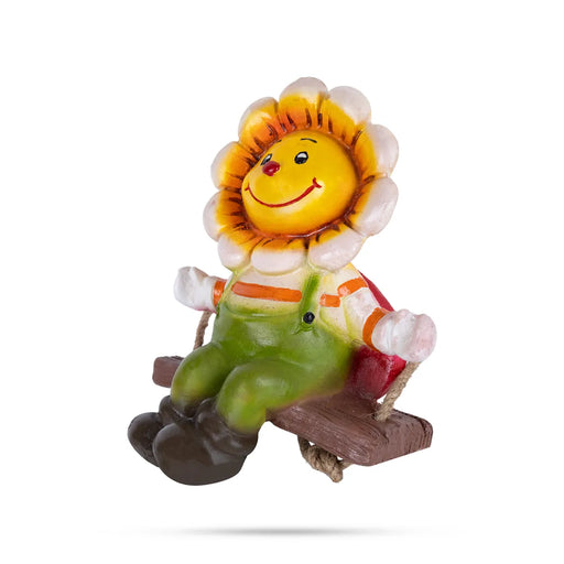 Swing Sun Flower Hanging - 7.25 X 5 Inches | Resin Home Decor/ Beautiful Wall Hanger For Garden Decor - Gardening