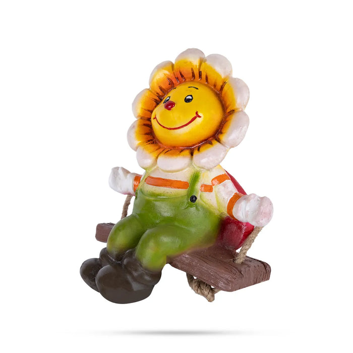 Swing Sun Flower Hanging - 7.25 X 5 Inches | Resin Home Decor/ Beautiful Wall Hanger For Garden Decor - Gardening