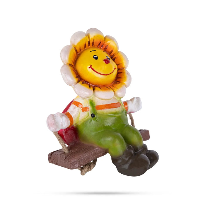 Swing Sun Flower Hanging - 7.25 X 5 Inches | Resin Home Decor/ Beautiful Wall Hanger For Garden Decor - Gardening