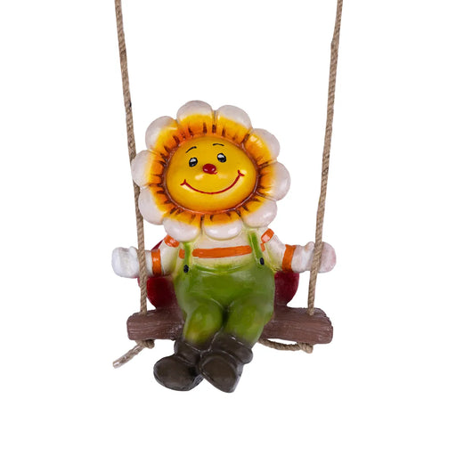 Swing Sun Flower Hanging - 7.25 X 5 Inches | Resin Home Decor/ Beautiful Wall Hanger For Garden Decor - Gardening