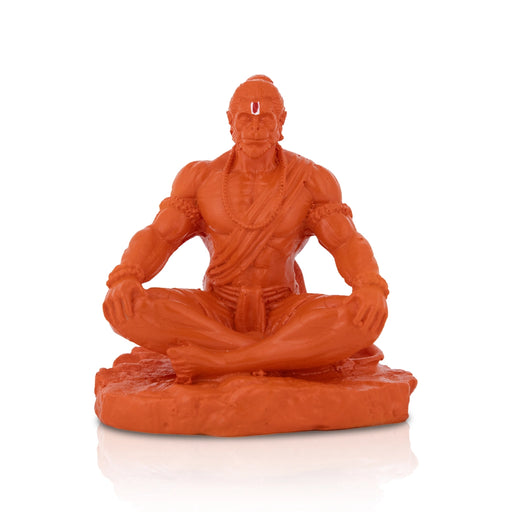 Hanuman Murti Sitting On Base - 4.25 X 3.5 Inches | Marble Dust Murti/ Anjaneya Statue For Pooja & Worship - Fibre Murties