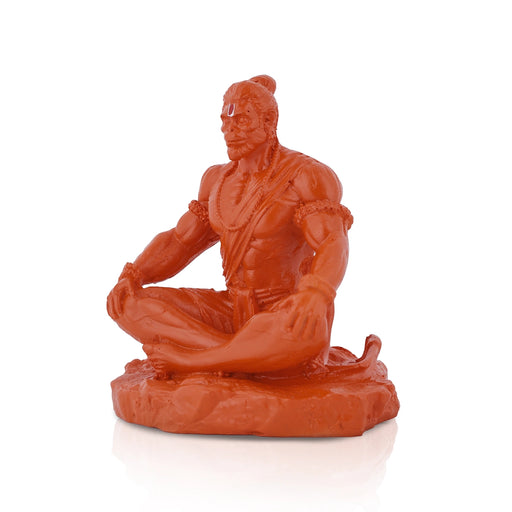 Hanuman Murti Sitting On Base - 4.25 X 3.5 Inches | Marble Dust Murti/ Anjaneya Statue For Pooja & Worship - Fibre Murties