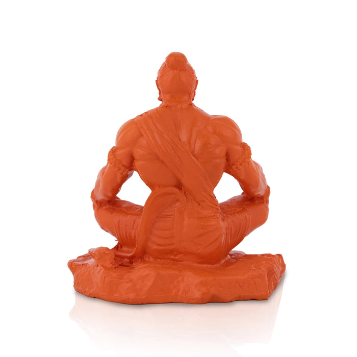 Hanuman Murti Sitting On Base - 4.25 X 3.5 Inches | Marble Dust Murti/ Anjaneya Statue For Pooja & Worship - Fibre Murties