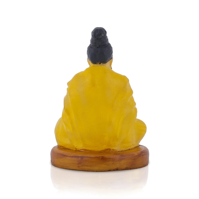 Premanand Statue Sitting On Base - 4.5 X 3 Inches | Marble Dust Murti/ Premanand Murti For Home And Worship - Fibre Murties