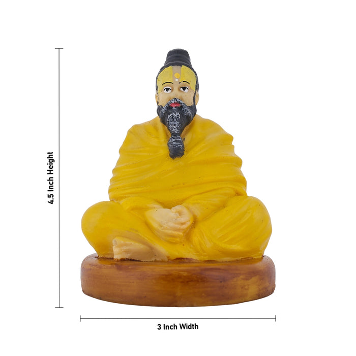 Premanand Statue Sitting On Base - 4.5 X 3 Inches | Marble Dust Murti/ Premanand Murti For Home And Worship - Fibre Murties