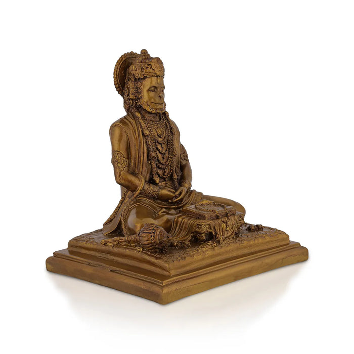 Meditating Hanuman Statue - 8 X 7.25 Inches | Resin Statue/ Anjaneya Statue For Peace And Spiritual Strength - Fibre Murties