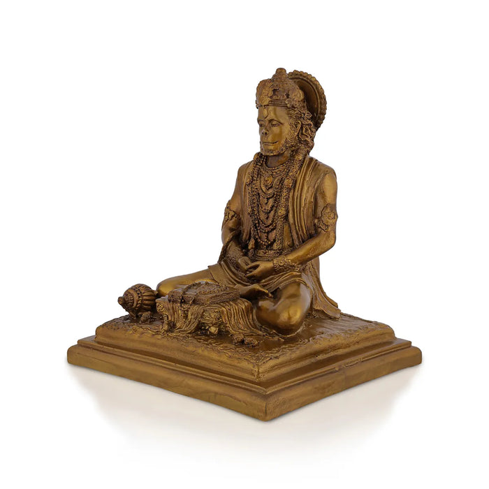 Meditating Hanuman Statue - 8 X 7.25 Inches | Resin Statue/ Anjaneya Statue For Peace And Spiritual Strength - Fibre Murties