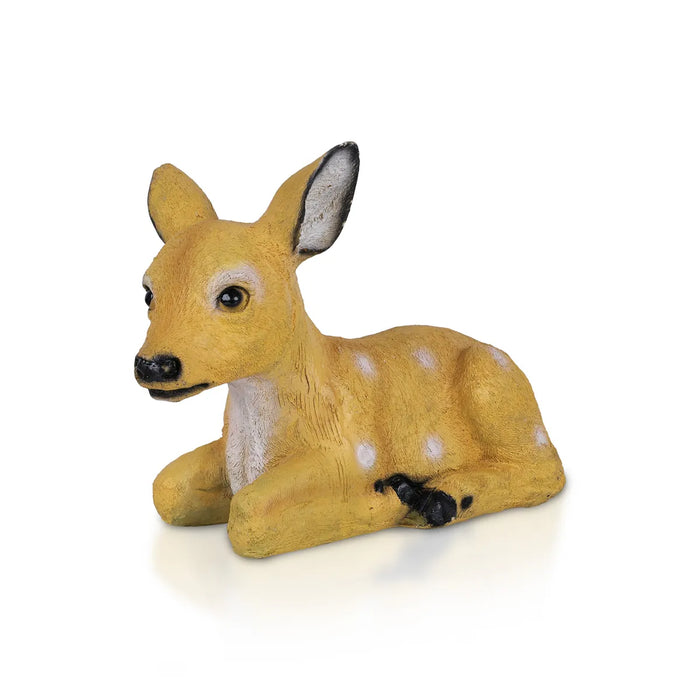 Lying Deer Statue - 8 X 11.25 Inches | Resin Deer Sculpture/ Deer Figurine Showpiece For Elegant Garden Decor - Gardening