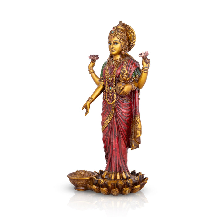 Laxmi Murti - 10 x 4.5 Inches | Lakshmi Murti Standing On Lotus/ Resin Statue for Pooja