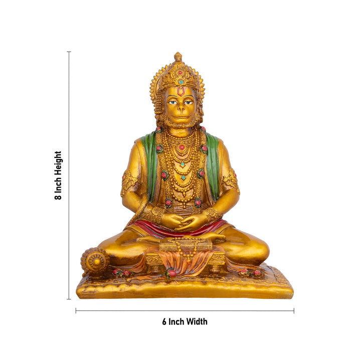 Anjaneya Statue - 8 x 6 Inches | Hanuman Statue/ Hanuman Murti/ Resin Statue for Pooja