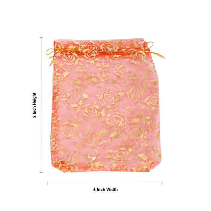 Fancy Thamboolam Bag Set - 8 x 6 Inches | 10 Pcs/ Decorative Tambulam Carry Bag / Wedding Return Gift Pouch
