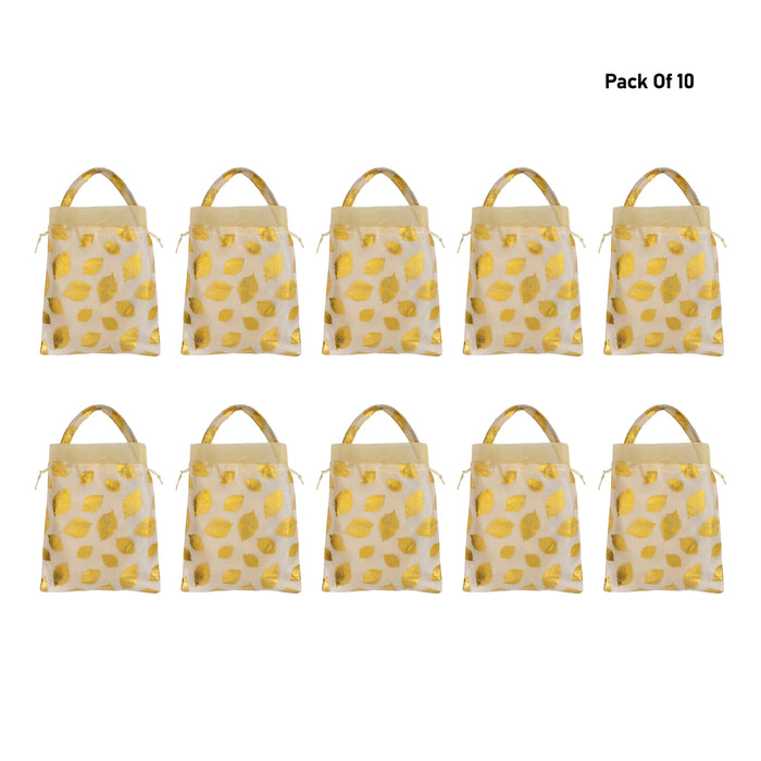 Fancy Thamboolam Bag Set - 10 x 8 Inches | 10 Pcs/ Potli Bag/ Return Gift Carry Bag/ Tambula Bag for Wedding