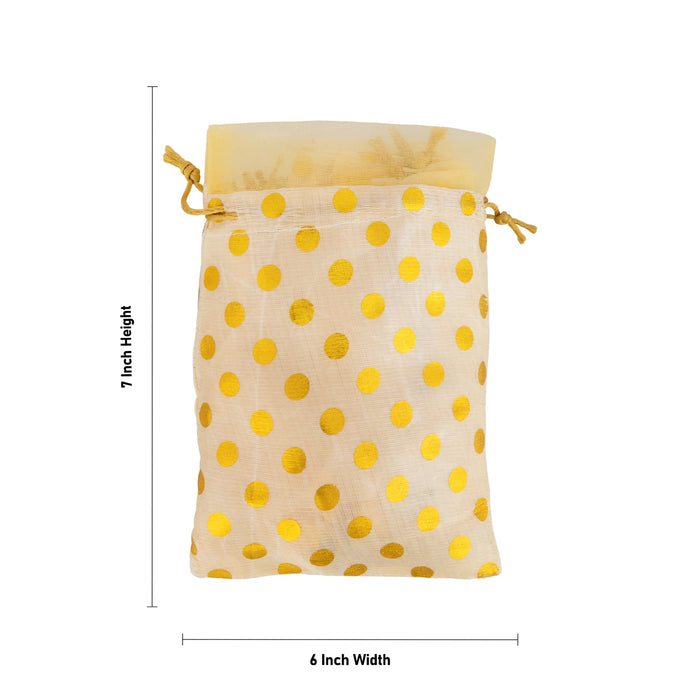 Thamboolam Bag Set - 7 x 6 Inches | 10 Pcs/ Jari Design Potli Bag/ Return Gift Bag/ Tambula Bag for Wedding