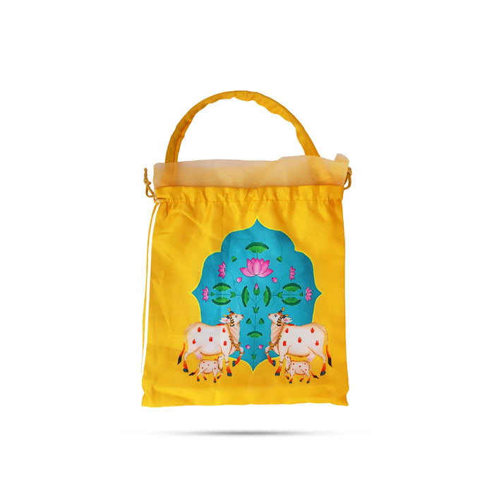 Thamboolam Bag - 9 x 8 Inches | Satin Tambulam Gift Bag / Potli Bag/ Return Gift Pouch for Functions