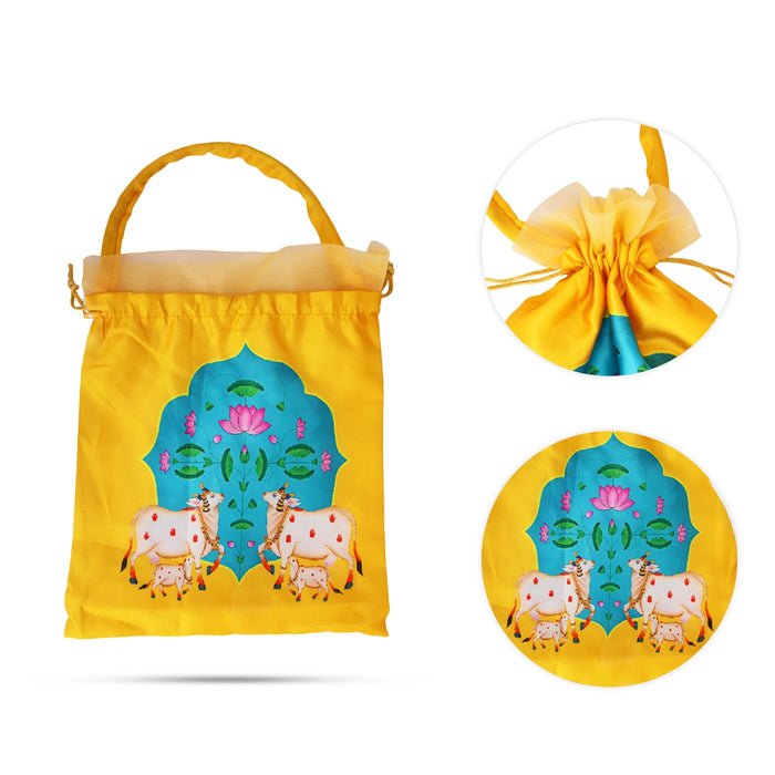 Thamboolam Bag - 9 x 8 Inches | Satin Tambulam Gift Bag / Potli Bag/ Return Gift Pouch for Functions