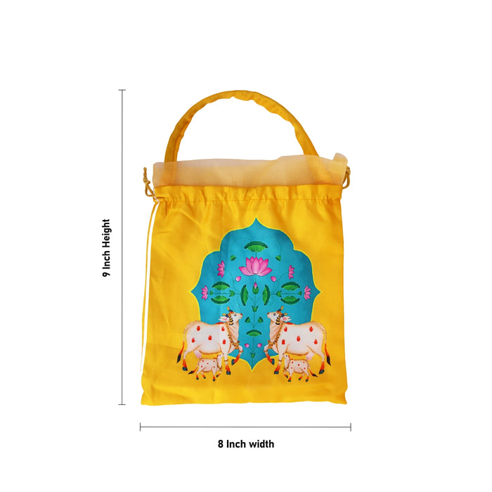 Thamboolam Bag - 9 x 8 Inches | Satin Tambulam Gift Bag / Potli Bag/ Return Gift Pouch for Functions