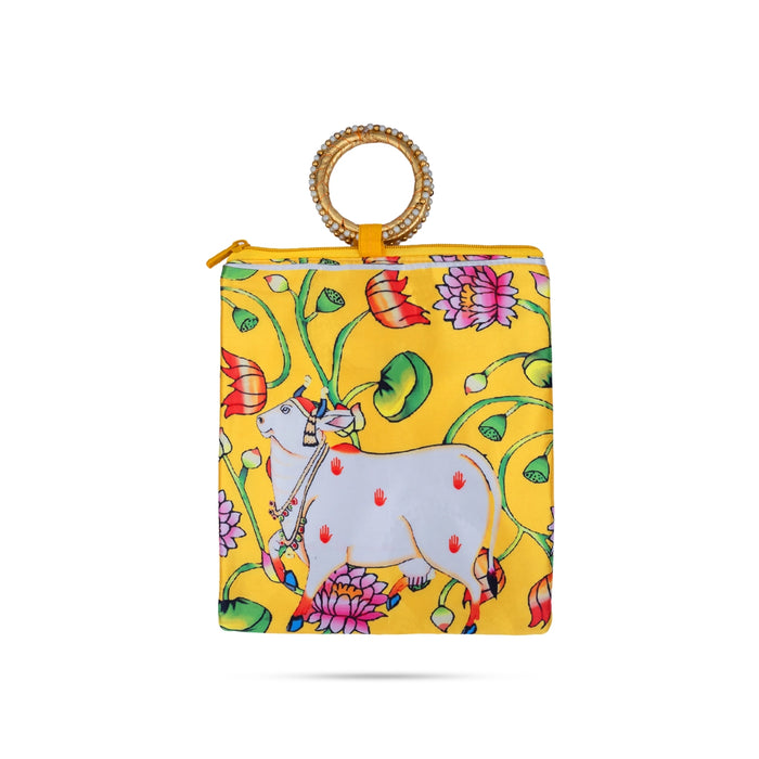 Hand Bag With Ring Handle - 10 x 9 Inches | Womens Handbag/ Decorative Ladies Handbag For Every Day Use