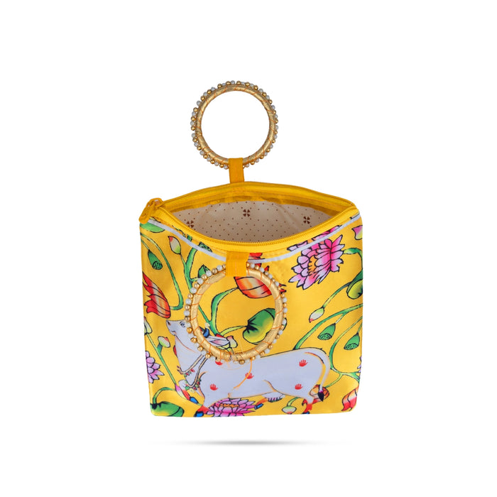 Hand Bag With Ring Handle - 10 x 9 Inches | Womens Handbag/ Decorative Ladies Handbag For Every Day Use