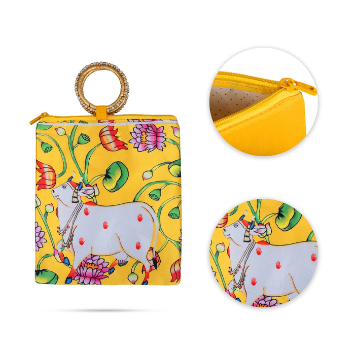 Hand Bag With Ring Handle - 10 x 9 Inches | Womens Handbag/ Decorative Ladies Handbag For Every Day Use