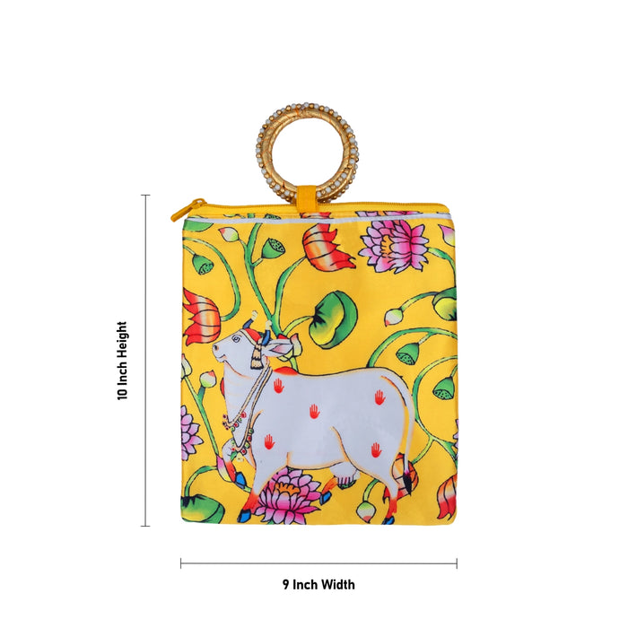 Hand Bag With Ring Handle - 10 x 9 Inches | Womens Handbag/ Decorative Ladies Handbag For Every Day Use