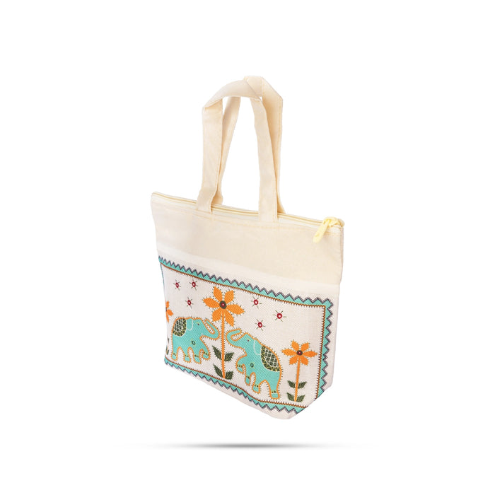 Cloth Bag With Zip - 7.5 x 10 Inches | Fancy Bag/ Shopping Bag With Handle/ Carry Bag for Daily Use