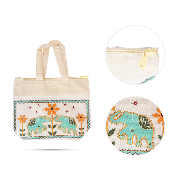 Cloth Bag With Zip - 7.5 x 10 Inches | Fancy Bag/ Shopping Bag With Handle/ Carry Bag for Daily Use