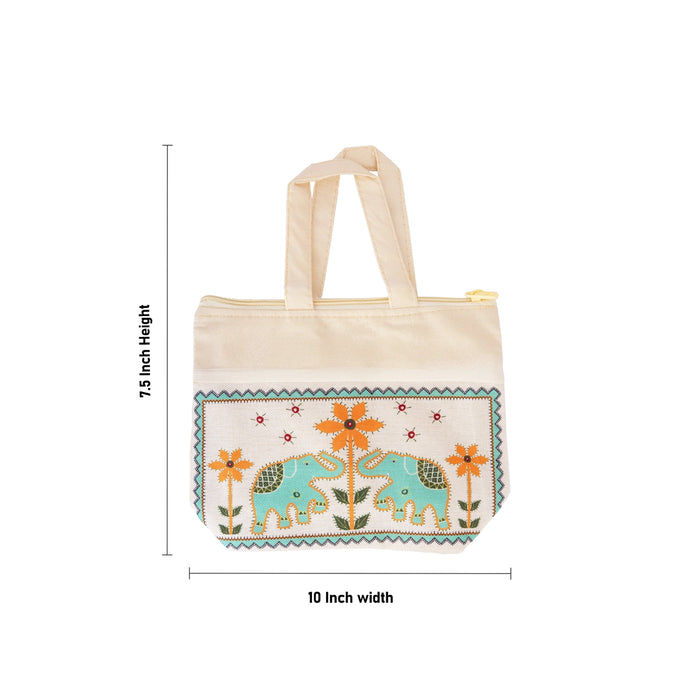 Cloth Bag With Zip - 7.5 x 10 Inches | Fancy Bag/ Shopping Bag With Handle/ Carry Bag for Daily Use