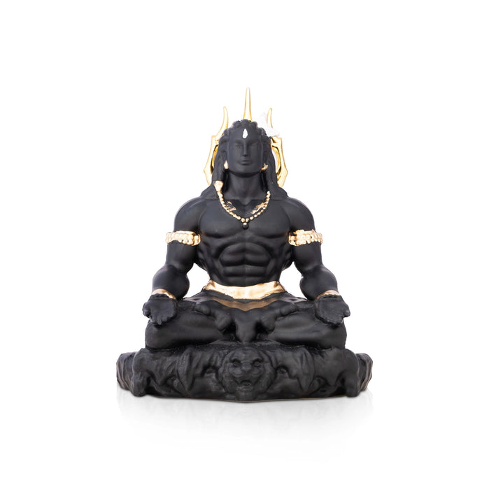 Lord Shankar Sitting On Base Statue - 4 x 2.5 Inches | Resin Idol/ Shiv murti For Worship