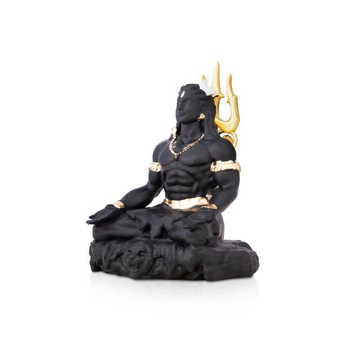 Lord Shankar Sitting On Base Statue - 4 x 2.5 Inches | Resin Idol/ Shiv murti For Worship