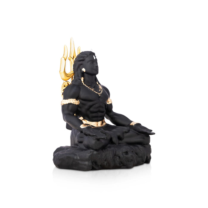 Lord Shankar Sitting On Base Statue - 4 x 2.5 Inches | Resin Idol/ Shiv murti For Worship